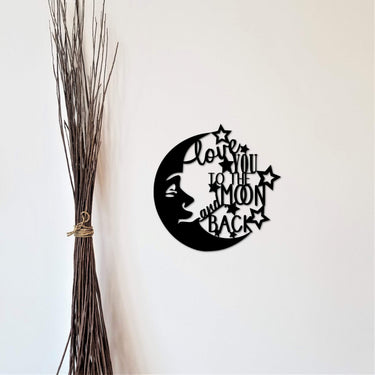 Love You to the Moon and Back Metal Sign | Metal Wall Art | Baby Room Nursery Decor | Kids Room Moon Star Art | Gift Idea for Kids